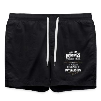Les Meilleurs Hommes Deviennent paysagistes - Short de bain - noir - Devant - AI Model Male 185 light (185cm)