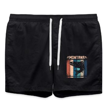 Pêche à la mouche rétro vintage montana - Short de bain - noir - Devant - AI Model Male 185 light (185cm)