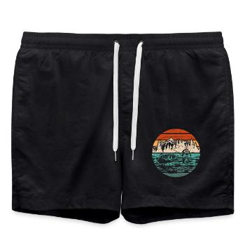 Retro Vintage pêche à la mouche - Short de bain - noir - Devant - AI Model Male 185 light (185cm)