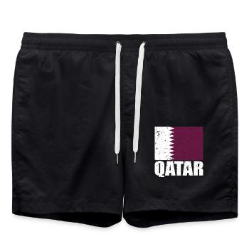 Qatar Flag - Swim Trunks - black - Front - AI Model Male 185 light (185cm)