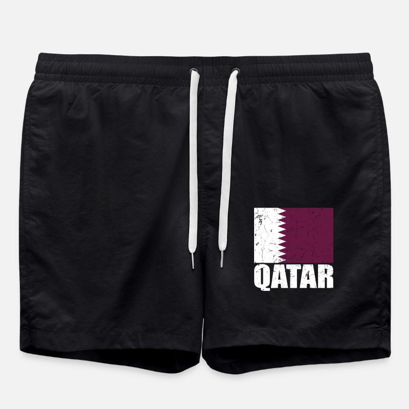 Qatar Flag - Swim Trunks - black