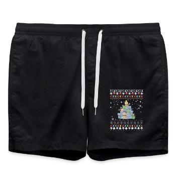 Christmas Cat Tree - Swim Trunks - black - Front - AI Model Male 185 light (185cm)