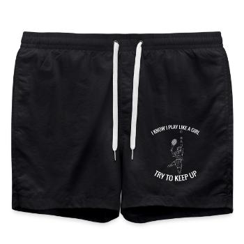 Tennisspielerin Tennis Mädchen Tennisverein Frau - Badeshorts - Schwarz - Vorne - AI Model Male 185 light (185cm)
