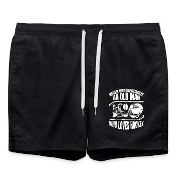 Eishockey Wintersport Geschenk Eishockeyteam - Badeshorts - Schwarz - Vorne - AI Model Male 185 light (185cm)