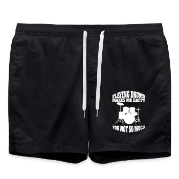 drums funny drummer saying musicians - Swim Trunks - black - Front - AI Model Male 185 light (185cm)