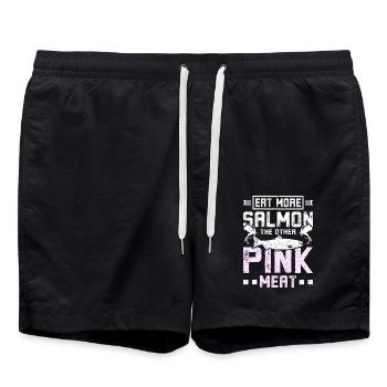 Mangez plus de saumon que l’autre viande rose - Short de bain - noir - Devant - AI Model Male 185 light (185cm)