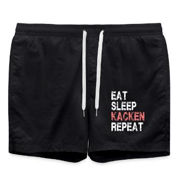 Eat Sleep Kacken Repeat für Männer und Frauen - Badeshorts - Schwarz - Vorne - AI Model Male 185 light (185cm)