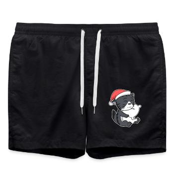 Norwegian Forest Cat Cat Christmas Sleeping - Swim Trunks - black - Front - AI Model Male 185 light (185cm)