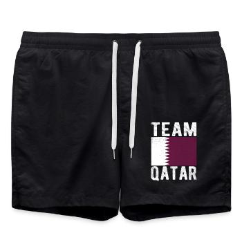 Qatar Flag - Swim Trunks - black - Front - AI Model Male 185 light (185cm)