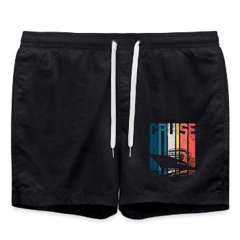 Retro Vintage Cruising Ship - Swim Trunks - black - Front - AI Model Male 185 light (185cm)