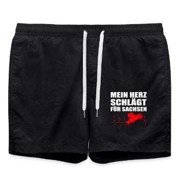 Herzschlag Sachsen Liebe Heimat - Badeshorts - Schwarz - Vorne - AI Model Male 185 light (185cm)