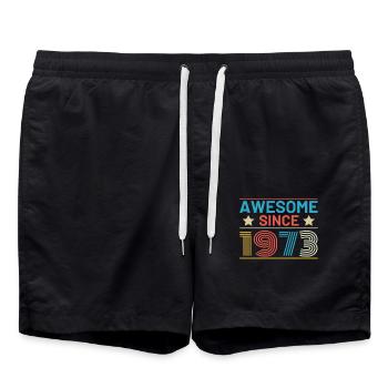 Génial depuis 1973 anniversaire dictons rétro - Short de bain - noir - Devant - AI Model Male 185 light (185cm)