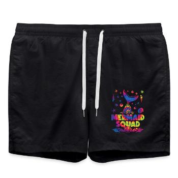Mermaid Squad Seashell Colorful Tie Dye - Swim Trunks - black - Front - AI Model Male 185 light (185cm)