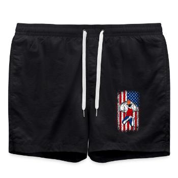 Usa American Flag Basketball 4th of July - Badeshorts - Schwarz - Vorne - AI Model Male 185 light (185cm)