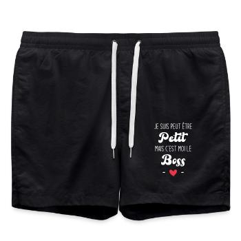 Je suis peut-être petit mais c'est moi le boss - Short de bain - noir - Devant - AI Model Male 185 light (185cm)