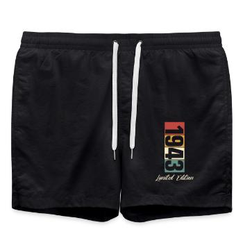 80e anniversaire 1943 Né 80 ans vintage - Short de bain - noir - Devant - AI Model Male 185 light (185cm)