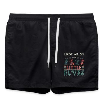École des enseignants Noël Noël aime mes petits lutins - Short de bain - noir - Devant - AI Model Male 185 light (185cm)