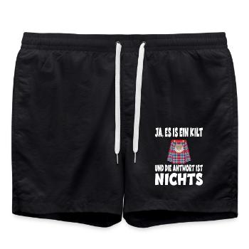 Ja ES IST EIN KILT UND DIE ANTWORT IST NICHTS - Badeshorts - Schwarz - Vorne - AI Model Male 185 light (185cm)