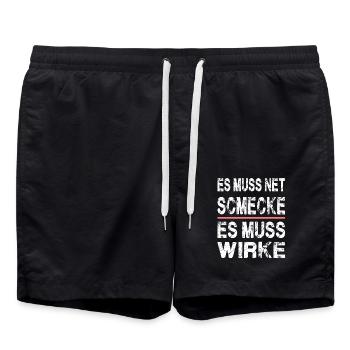 ES MUSS NET SCHMECKE ES MUSS WIRKE für Apotheker - Badeshorts - Schwarz - Vorne - AI Model Male 185 light (185cm)