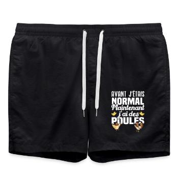 Avant j'étais normal maintenant j'ai des poules - Short de bain - noir - Devant - AI Model Male 185 light (185cm)