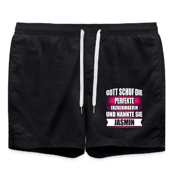 Erzgebirge Frau Namen Sachsen Jasmin - Badeshorts - Schwarz - Vorne - AI Model Male 185 light (185cm)
