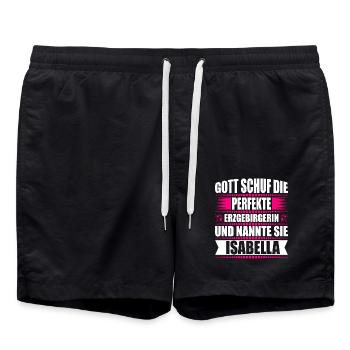 Erzgebirge Frau Namen Sachsen Isabella - Badeshorts - Schwarz - Vorne - AI Model Male 185 light (185cm)