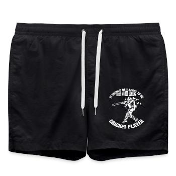 Kricket Cricket Geschenk Team Spruch Kricketfan - Badeshorts - Schwarz - Vorne - AI Model Male 185 light (185cm)