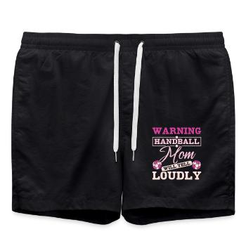 Handball mom will yell loudly - Swim Trunks - black - Front - AI Model Male 185 light (185cm)