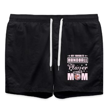 My favorite handball player calls me mom - Badeshorts - Schwarz - Vorne - AI Model Male 185 light (185cm)