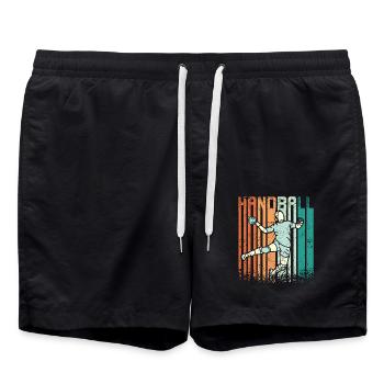 Retro Vintage Handball - Badeshorts - Schwarz - Vorne - AI Model Male 185 light (185cm)