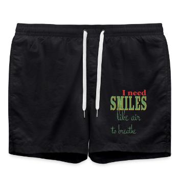 I need a smile like air to - positive - Swim Trunks - black - Front - AI Model Male 185 light (185cm)