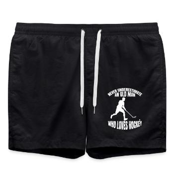Floorball Gift Hockey Player Hockey Field Hockey - Swim Trunks - black - Front - AI Model Male 185 light (185cm)