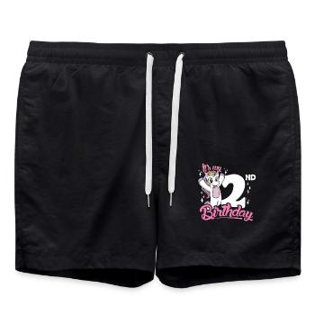 2ème anniversaire Enfants Licorne Toodler Deuxième - Short de bain - noir - Devant - AI Model Male 185 light (185cm)