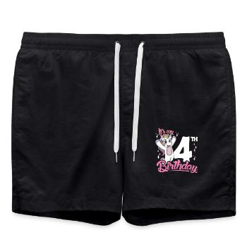4th Birthday Kids Unicorn Toodler Four - Swim Trunks - black - Front - AI Model Male 185 light (185cm)