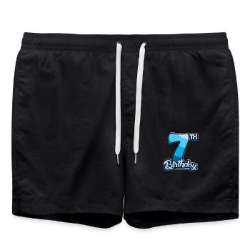7th Birthday Kids Seven Birthday - Badeshorts - Schwarz - Vorne - AI Model Male 185 light (185cm)