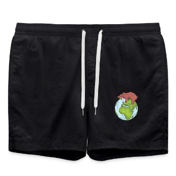 Earth Day Cute Bear loves world - Badeshorts - Schwarz - Vorne - AI Model Male 185 light (185cm)