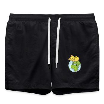 Earth Day Cute Cat loves world - Badeshorts - Schwarz - Vorne - AI Model Male 185 light (185cm)