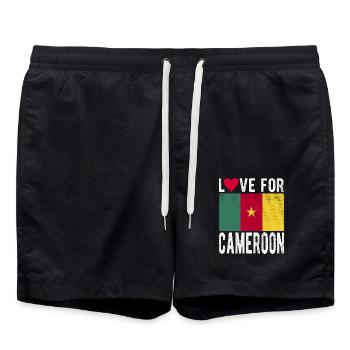 Kamerun Fahne - Badeshorts - Schwarz - Vorne - AI Model Male 185 light (185cm)