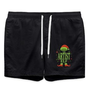 Artiste Elfe de Noël - Short de bain - noir - Devant - AI Model Male 185 light (185cm)