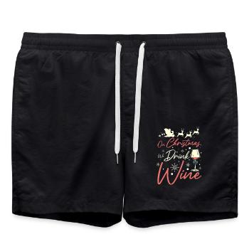 À Noël, nous buvons du vin - Short de bain - noir - Devant - AI Model Male 185 light (185cm)