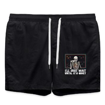 Ich Warte Einfach, Bis Es Ruhig Ist Halloween - Badeshorts - Schwarz - Vorne - AI Model Male 185 light (185cm)