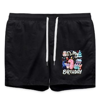 It's My 1 Geburtstag Schneemann Urlaub Donut - Badeshorts - Schwarz - Vorne - AI Model Male 185 light (185cm)