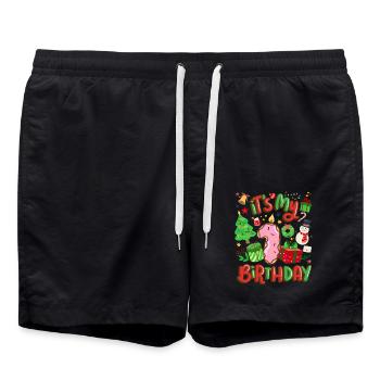 Es Ist Mein 1 Geburtstag Schneemann Weihnachten - Badeshorts - Schwarz - Vorne - AI Model Male 185 light (185cm)