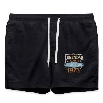 legendär seit Januar 1973 Geschenke - Badeshorts - Schwarz - Vorne - AI Model Male 185 light (185cm)