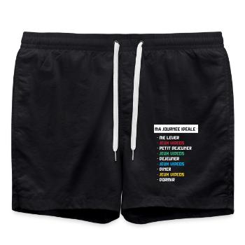 T shirt geek ma journée idéale - Short de bain - noir - Devant - AI Model Male 185 light (185cm)