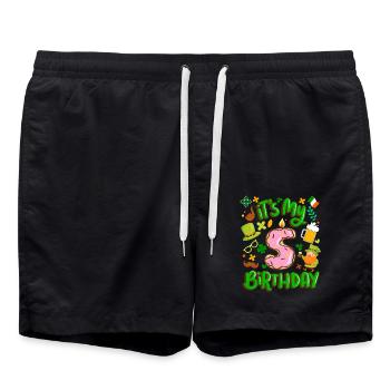 It's my 5 birthday holiday donut st. - Swim Trunks - black - Front - AI Model Male 185 light (185cm)