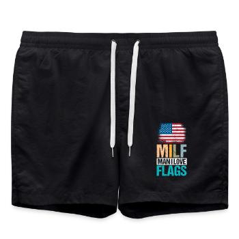 USA Flags Idependence Day Man Retro - Badeshorts - Schwarz - Vorne - AI Model Male 185 light (185cm)
