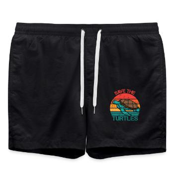 Save Turtles Retro Ocean Sun - Badeshorts - Schwarz - Vorne - AI Model Male 185 light (185cm)