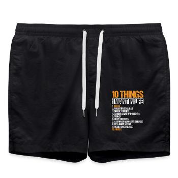10 Things Nurse Life Skills Nursing - Badeshorts - Schwarz - Vorne - AI Model Male 185 light (185cm)