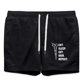 Frisöse Scheren Frisör Friseur Schere Kamm - Badeshorts - Schwarz - Vorne - AI Model Male 185 light (185cm)